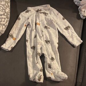 Carter's Gray Footie with Elephant and Orange Accents
